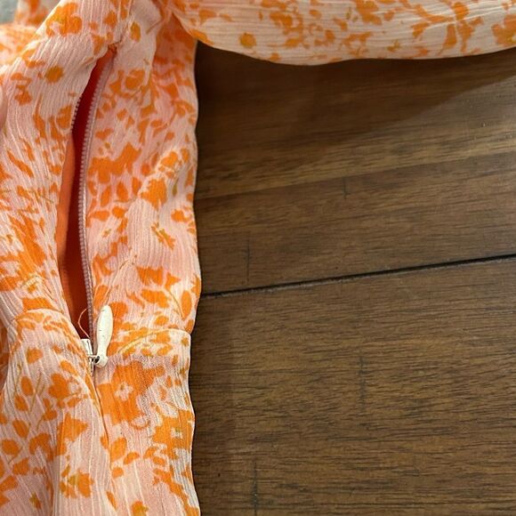 The East Order Orange White Peaches Bohemian Mini Dress Size XS - Picture 10 of 16